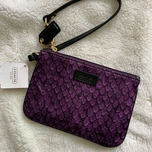 Coach 💜 purple snake print small wristlet